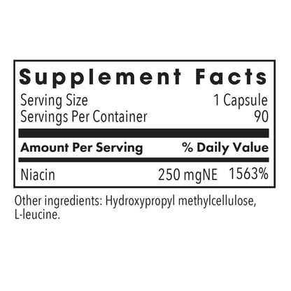 Allergy Research Niacin Supplement – Vitamin B3 250mg Vegetarian Capsules, 90 Count