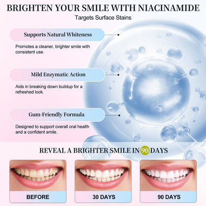 Niacinamide Whitening Toothpaste, Nicotinamide White Toothpaste, Gentle Care Deep Stain Removal, Improves Gum Health, Protects Tooth Enamel, Fresh Breath