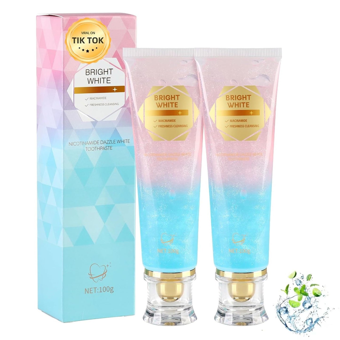 2PC Niacinamide Whitening Toothpaste – Gentle Mint, Fresh Breath & Stain Removal