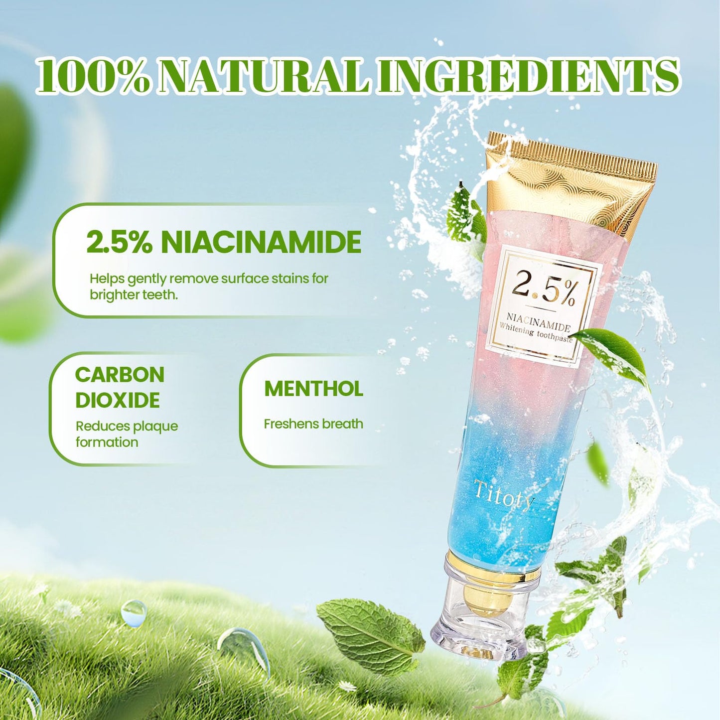 Niacinamide Whitening Toothpaste 2.5% – Gentle Stain Removal & Gum Health | Titoty