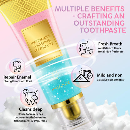 Niacinamide Whitening Toothpaste - Gum Care, Enamel Protection, Fluoride-Free