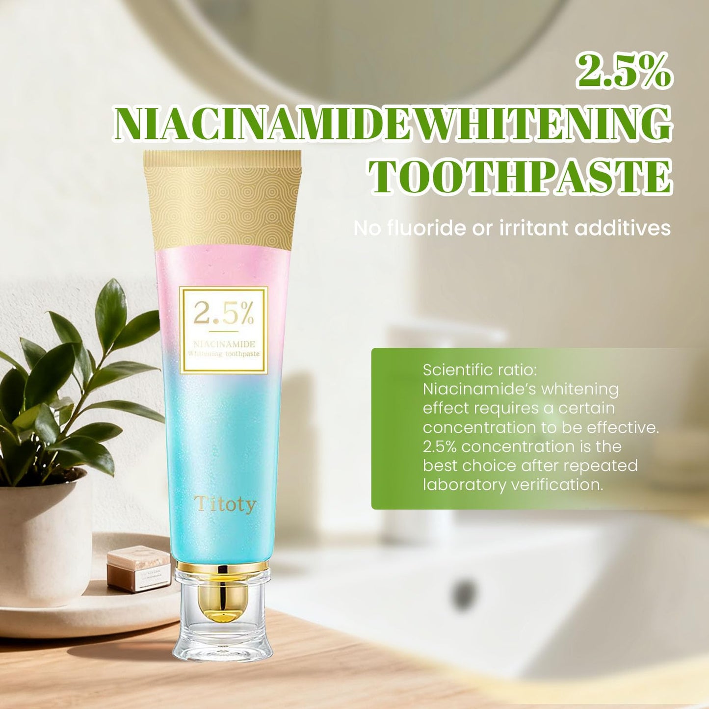 Niacinamide Whitening Toothpaste 2.5% – Gentle Stain Removal & Gum Health | Titoty