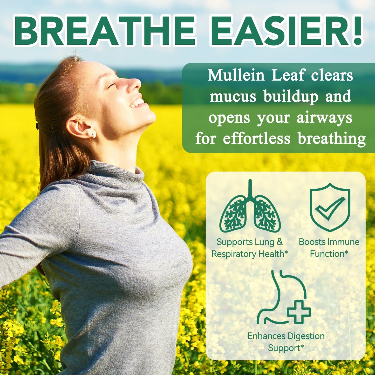 NIFEISHI Mullein Gummies for Lungs – 2000mg Mullein Leaf, Pear Flavor, 60 Gummies