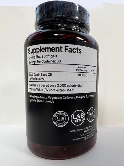 NEW AGE Black Seed Oil Softgel Capsules – Premium Cold-Pressed Nigella Sativa (Non-GMO, Vegetarian, 3 × 90)
