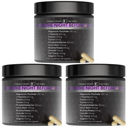Formulation Factory The Night Before 10-in-1 Midnight Maximizer Sleep Supplement — Magnesium Glycinate, L-Theanine & More (360 Capsules, 6 Months)