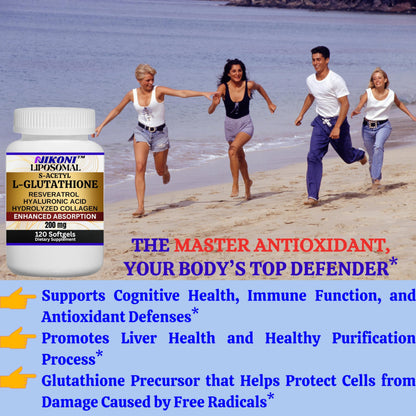 Nikoni Liposomal S-Acetyl L-Glutathione, Resveratrol, HA & Collagen - 500 mg
