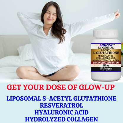 Nikoni Liposomal S-Acetyl L-Glutathione, Resveratrol, HA & Collagen - 500 mg