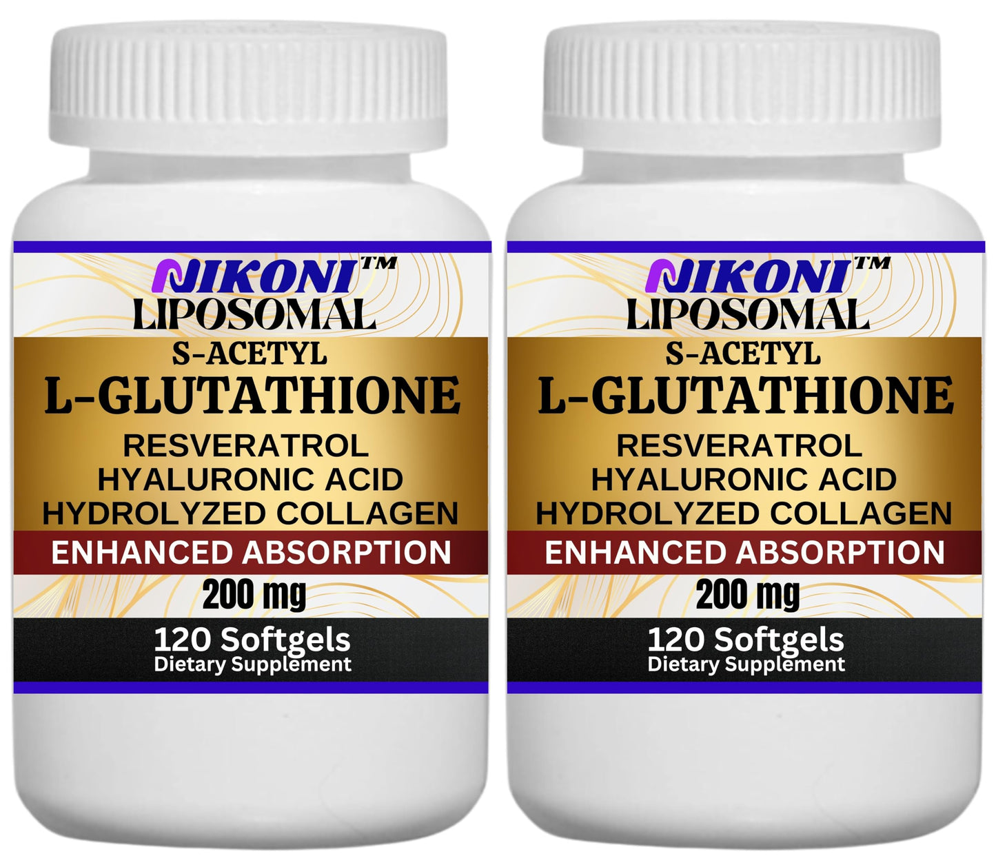 Nikoni Liposomal S-Acetyl L-Glutathione, Resveratrol, HA & Collagen - 500 mg