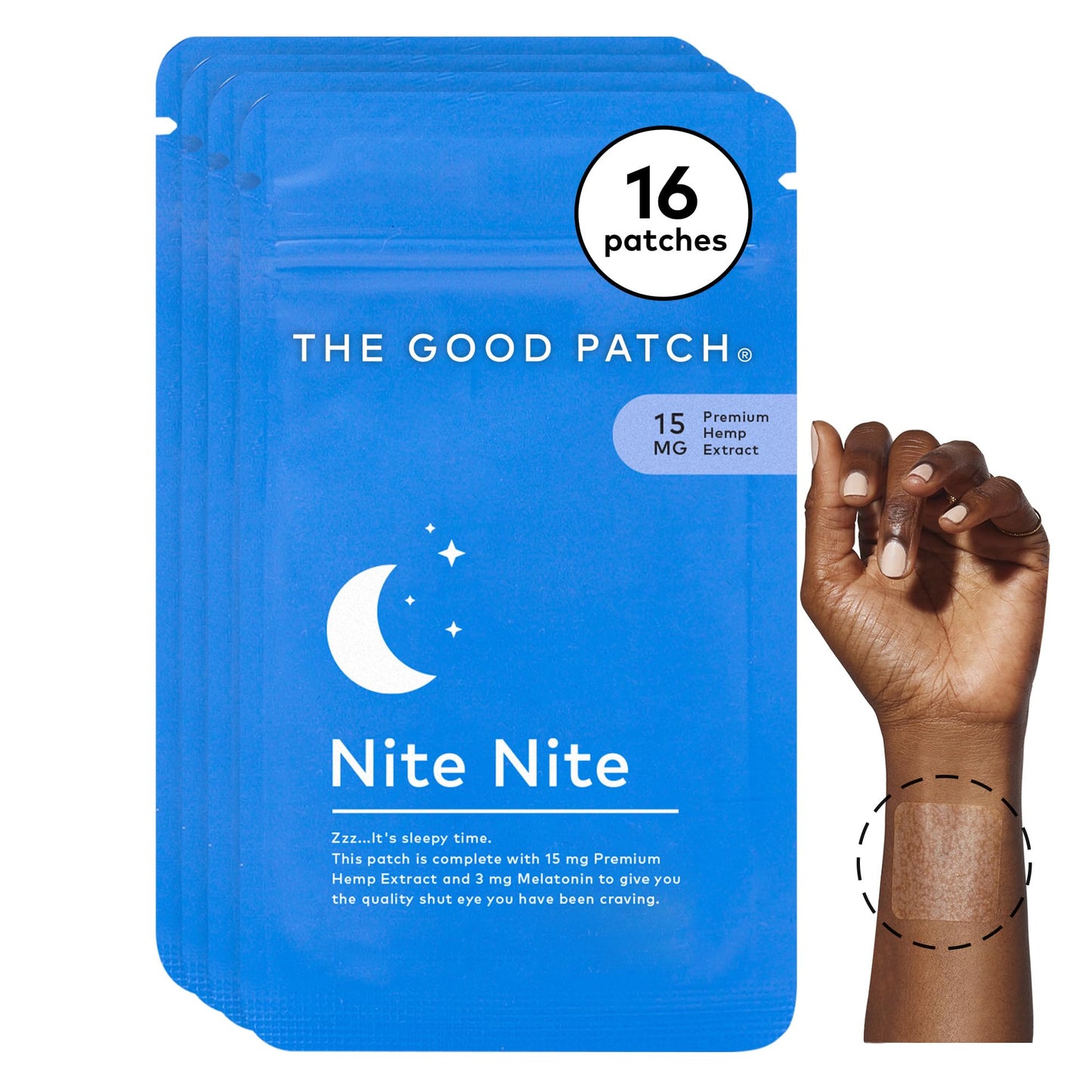 The Good Patch Nite Nite Sleep Patch – Plant-Powered, Sustained-Release Sleep Support (16 Patches)