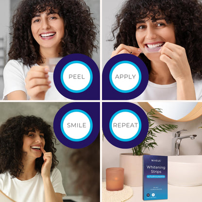 Niveus Teeth Whitening Strips – Sensitive Whitening Strips, 9% Hydrogen Peroxide with Hydroxyapatite to Reduce Sensitivity and Protect Enamel – 14 Strips Mint (1 Count (Pack of 7))