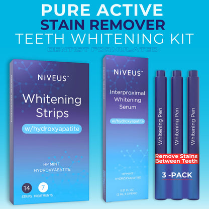 Niveus Teeth Whitening Strips – Sensitive Whitening Strips, 9% Hydrogen Peroxide with Hydroxyapatite to Reduce Sensitivity and Protect Enamel – 14 Strips Mint (1 Count (Pack of 7))