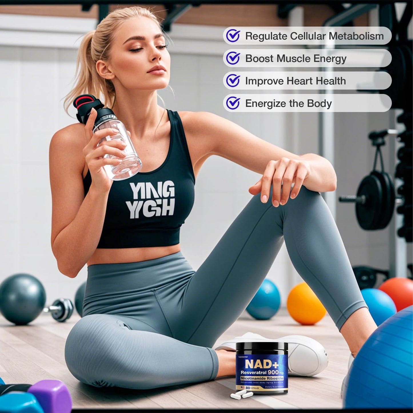 NLMUBR LUCKSIT NAD Supplement – Liposomal NAD with Nicotinamide Riboside, Resveratrol & Quercetin 900 | 400 Count (5 Pack)
