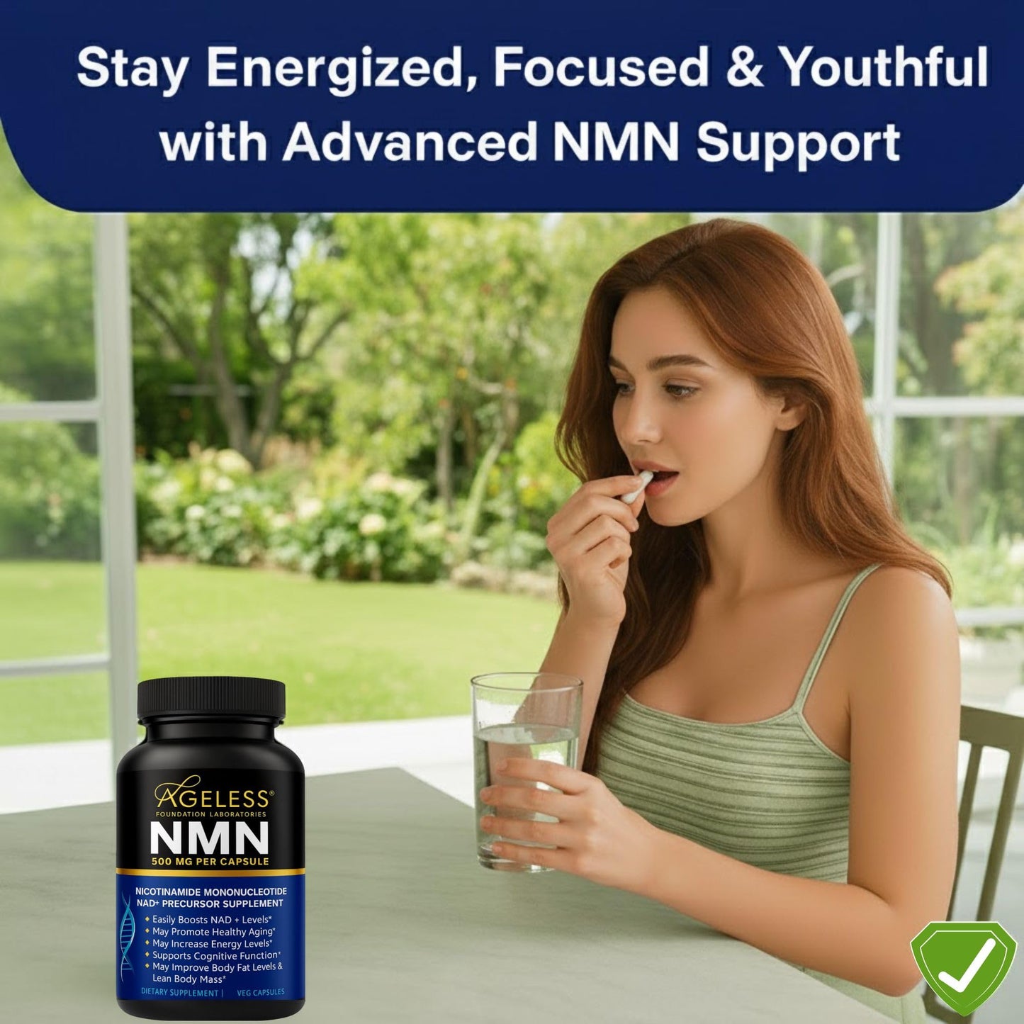 NMN Supplement 500mg Nicotinamide Mononucleotide | Supports NAD+ Levels, Energy, Cognitive Function, Muscle Health & Healthy Body Composition – Capsules (30)