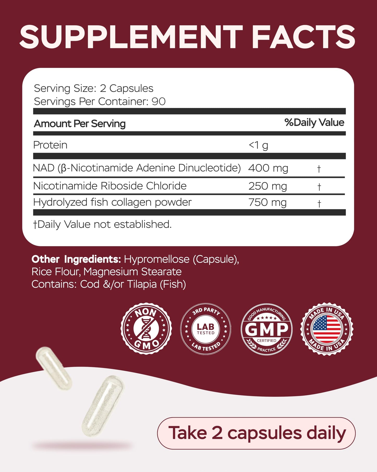NMNH NAD Supplement 1400mg – NR, Collagen & Cellular Energy (180 capsules)