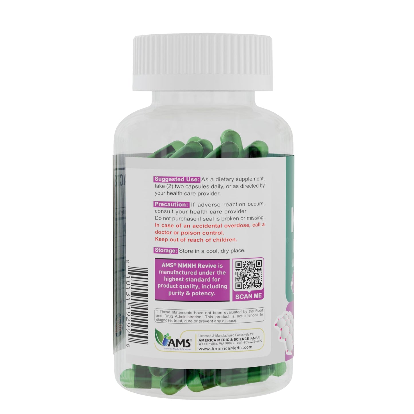NMNH Revive by America Medic & Science – Dual NAD+ Precursor for Longevity, Energy & Skin Health | 60 Capsules