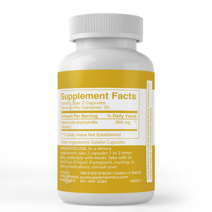 Pure Chamomile Extract Capsules (100 Count) – No Additives, Lab Verified
