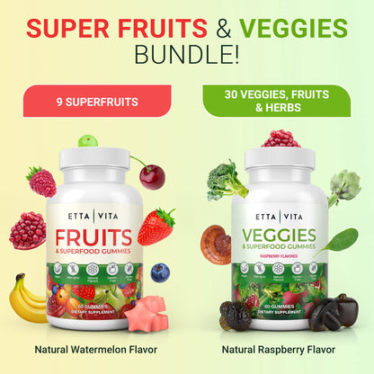 Etta Vita 120 Chews Super Greens Gummies | 9 Superfruits & 30 Veggies