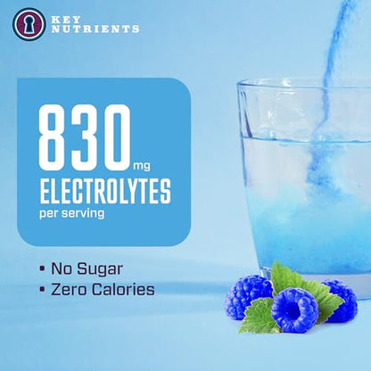KEY NUTRIENTS Multivitamin Electrolytes Powder No Sugar – Blue Raspberry Hydration | Made in USA
