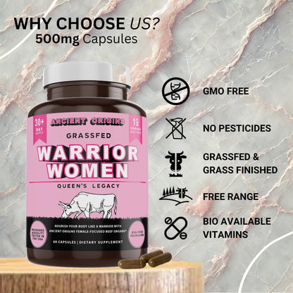 Ancient Origins Female-Optimized Beef Organ Superfood (60 x 500 mg) – Grass-Fed, Pasture-Raised