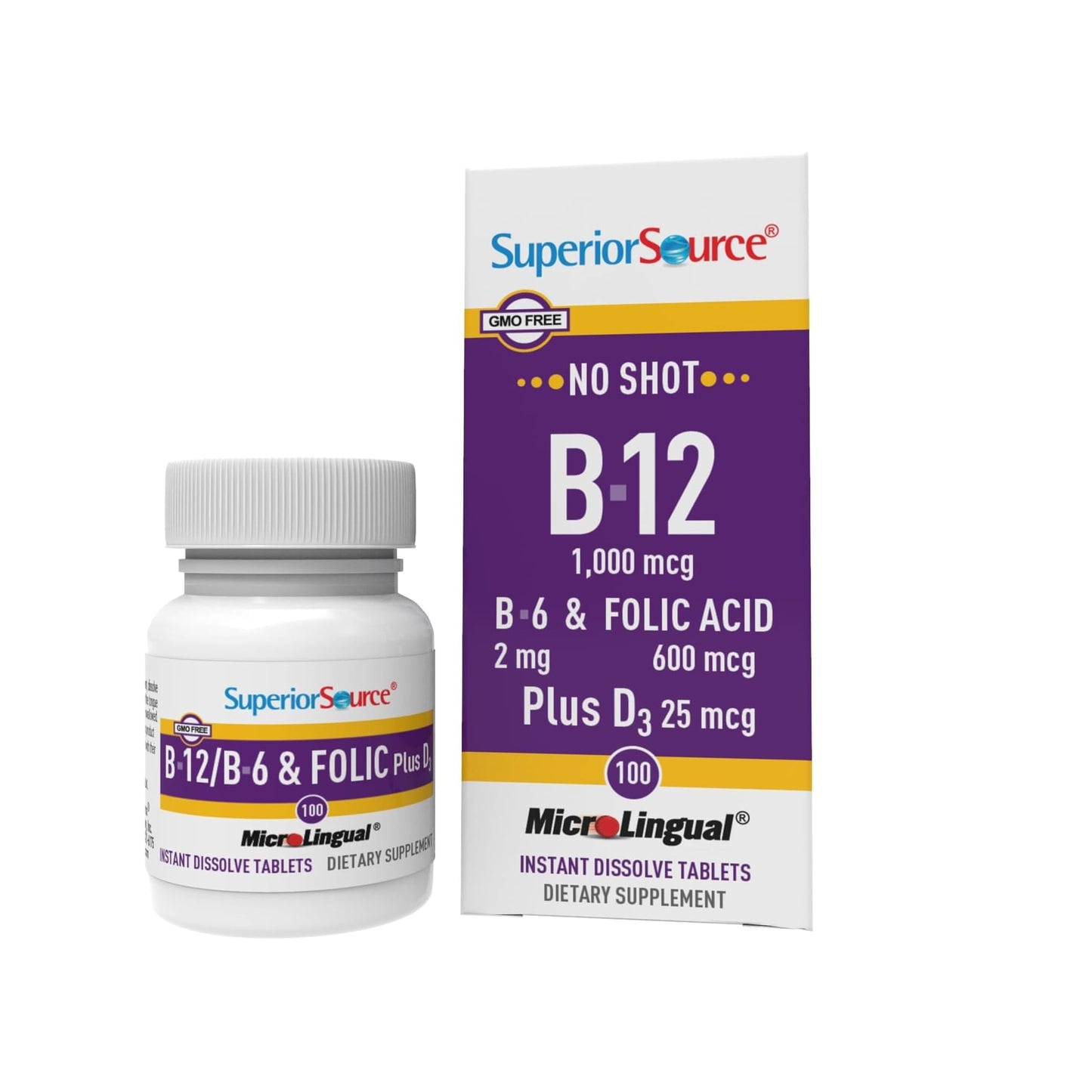 Superior Source No Shot B-12 1000 mcg + B-6, Folic Acid & D-3 1000 IU