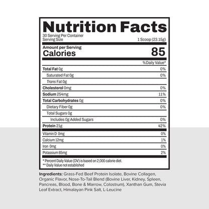 Noble Grass-Fed Beef Protein Powder with Collagen & Colostrum – Vanilla, 30 Servings | Keto & Gluten-Free
