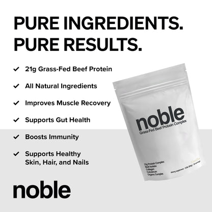 Noble Grass-Fed Beef Protein Powder with Collagen & Colostrum – Vanilla, 30 Servings | Keto & Gluten-Free