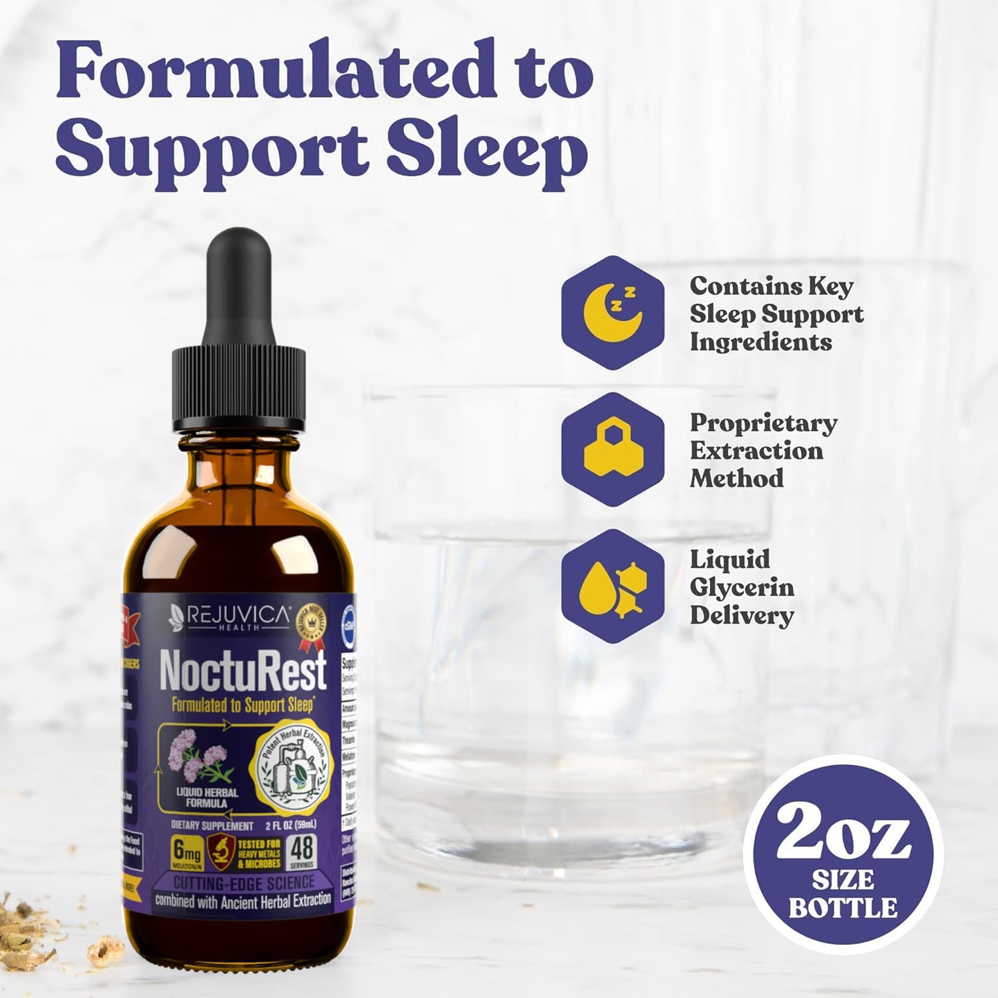 NoctuRest Natural Sleep-Aid with Valerian & Melatonin – Alcohol-Free Liquid for 2X Absorption