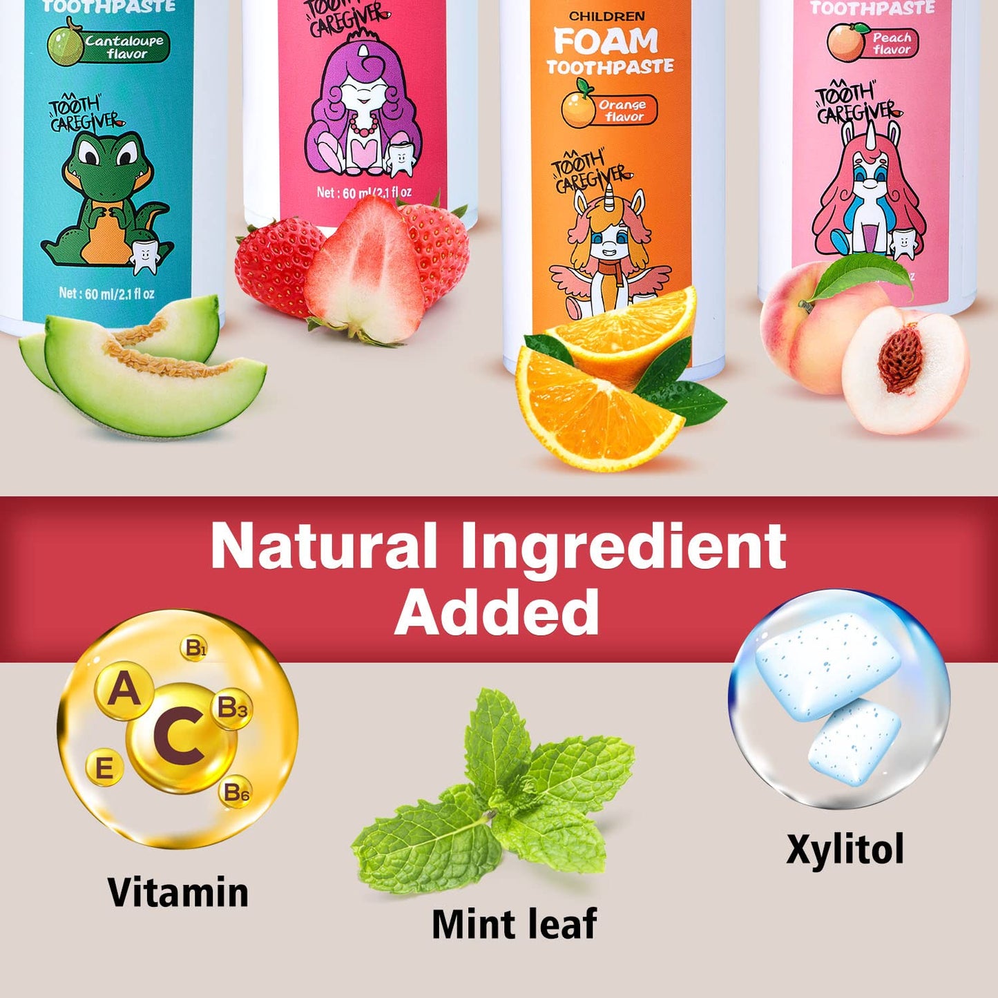 NOHOO Fluoride-Free Foam Toothpaste for Kids – Strawberry & Orange