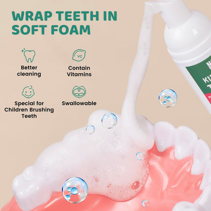 NOHOO Fluoride-Free Foam Toothpaste for Kids - Fruit Flavor (Orange & Watermelon) 60ml 4-Pack