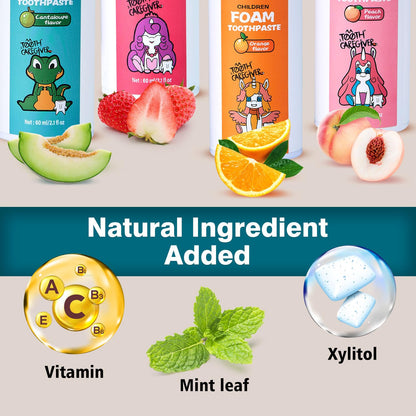 NOHOO Kids Foam Toothpaste - Fluoride Free, Orange & Cantaloupe 60ml