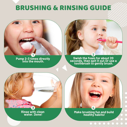 NOHOO Fluoride-Free Foam Toothpaste for Kids - Fruit Flavor (Orange & Watermelon) 60ml 4-Pack
