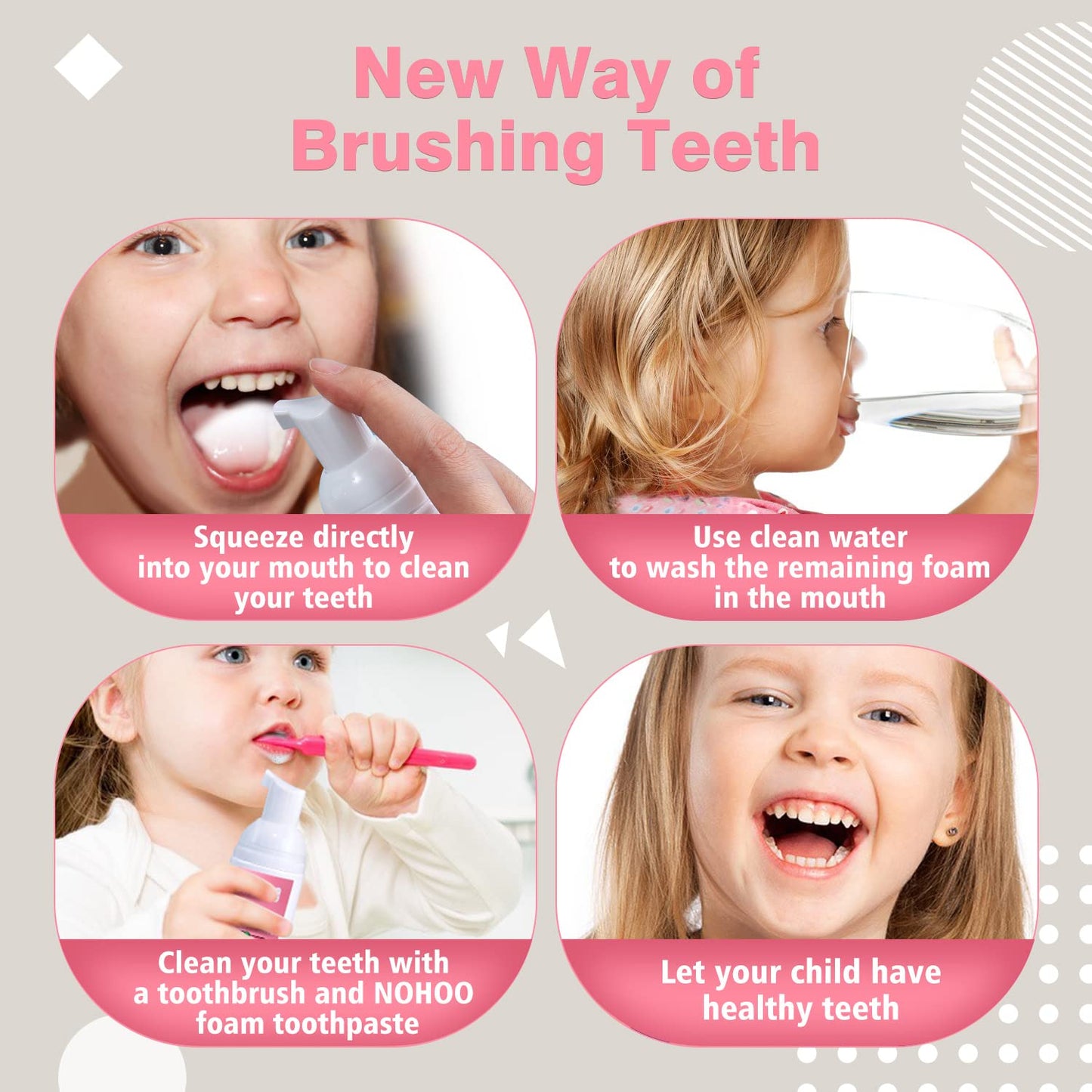 NOHOO Fluoride Free Foam Toothpaste for Kids – Peach & Cantaloupe