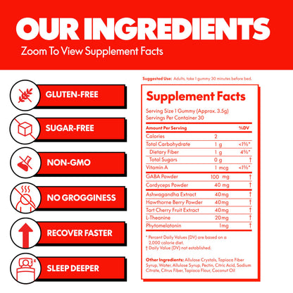 NOKT Sleep Gummies - Tart Cherry, Plant-Based Melatonin, Sugar-Free & Gluten-Free (30 Gummies)