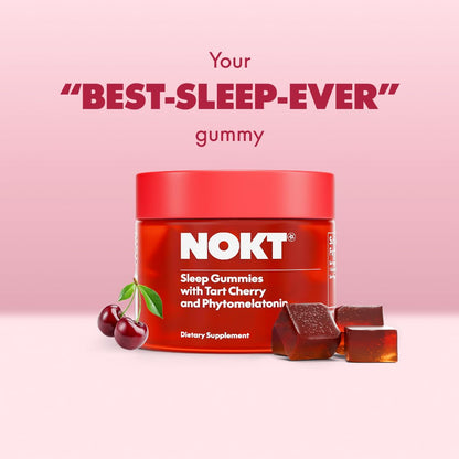 NOKT Sleep Gummies - Tart Cherry, Plant-Based Melatonin, Sugar-Free & Gluten-Free (30 Gummies)