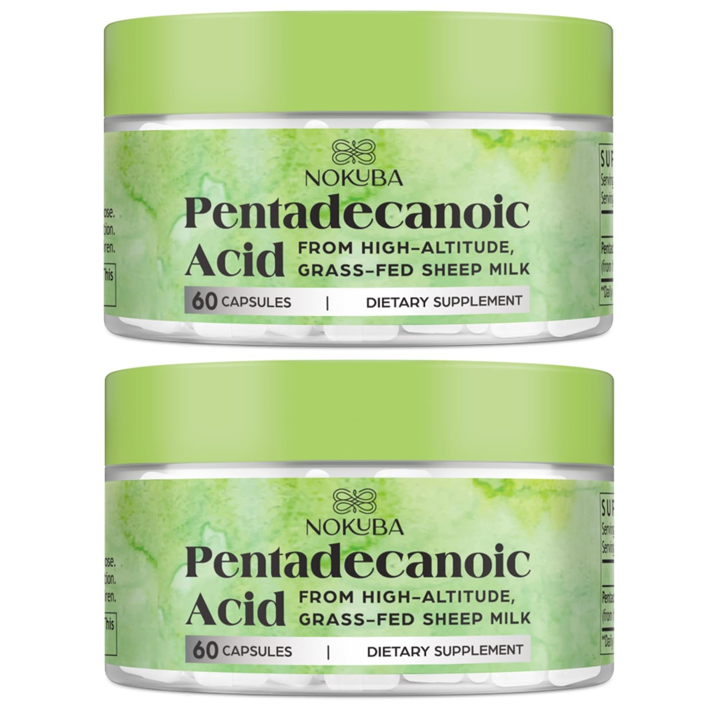 Nokuba Pentadecanoic Acid C15:0 300mg – High-Altitude Sheep Milk Sourced, 120 Capsules | USA Made