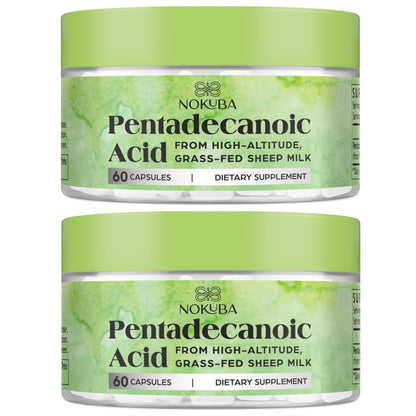 Nokuba Pentadecanoic Acid C15:0 300mg – High-Altitude Sheep Milk Sourced, 120 Capsules | USA Made