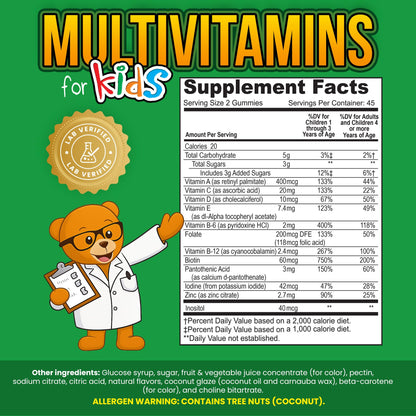 Nommy Bears Multivitamin Gummies - Gelatin-Free, Gluten-Free, Vegetarian