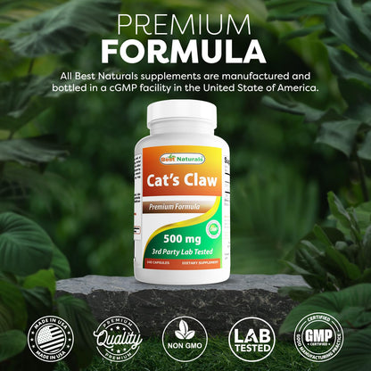 Best Naturals Cat's Claw Capsule 500 mg – 240 Count | Non-GMO, Gluten-Free