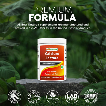 Best Naturals Calcium Lactate Pure Powder 1 Pound