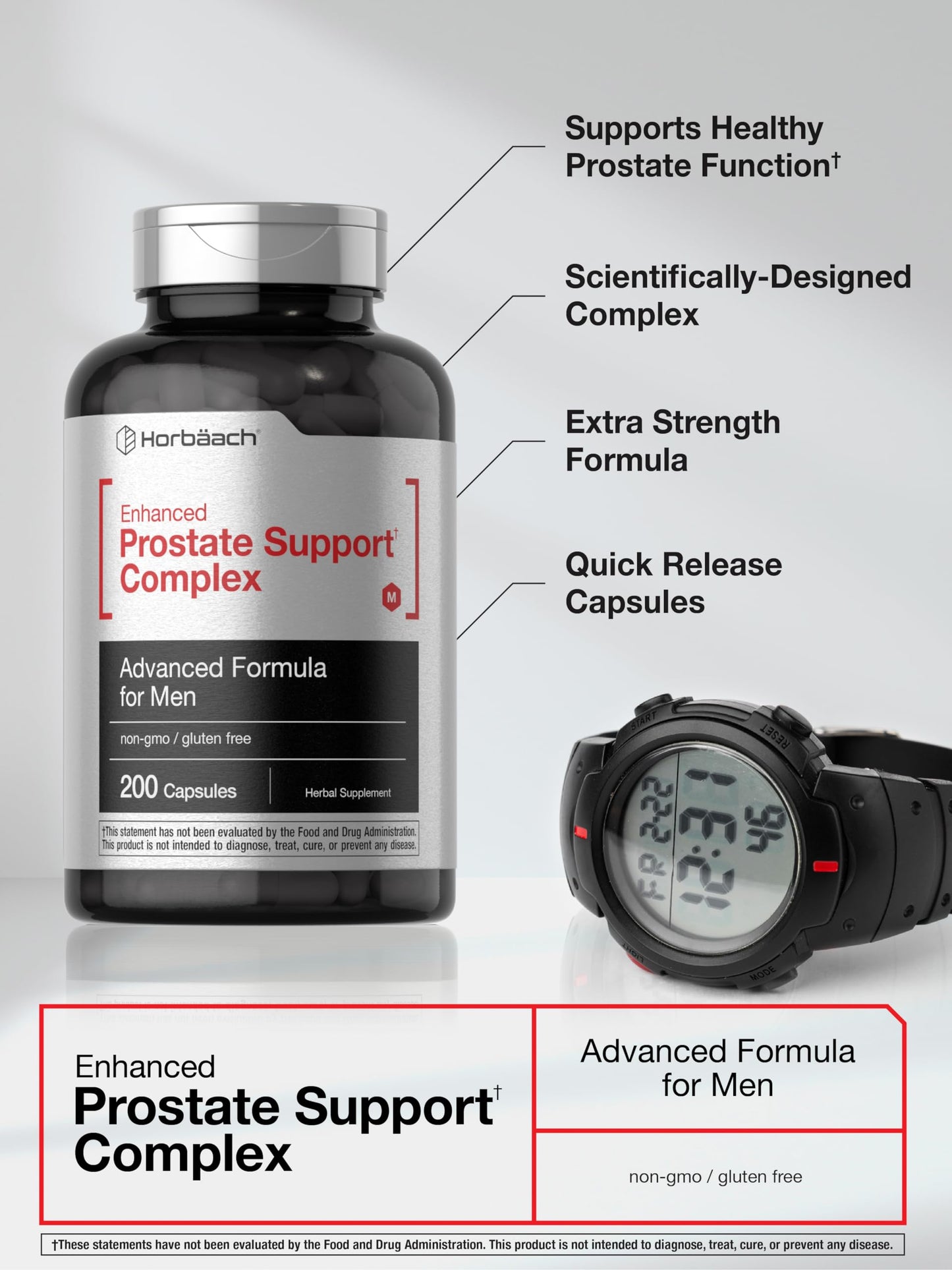Horbaach Prostate Support for Men – 200 Capsules | Saw Palmetto, Pygeum & Nettle