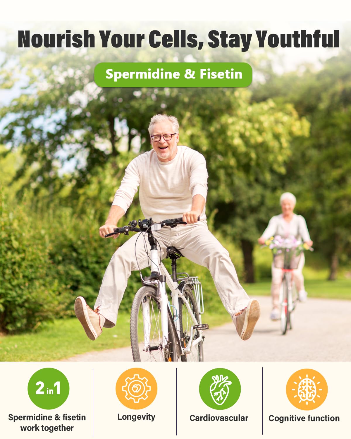 Spermidine & Fisetin Supplement – 20mg Spermidine, 300mg Fisetin | 60 Veggie Caps | Made in USA