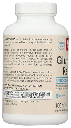 Jarrow Formulas Glutathione Reduced 500 mg – 150 Veggie Capsules – Vegan, Non-GMO