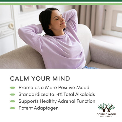 Kanna Extract Supplement 50mg (120 Capsules) - Relaxation & Peace of Mind | Non-GMO, Gluten Free, Vegan Safe | Double Wood