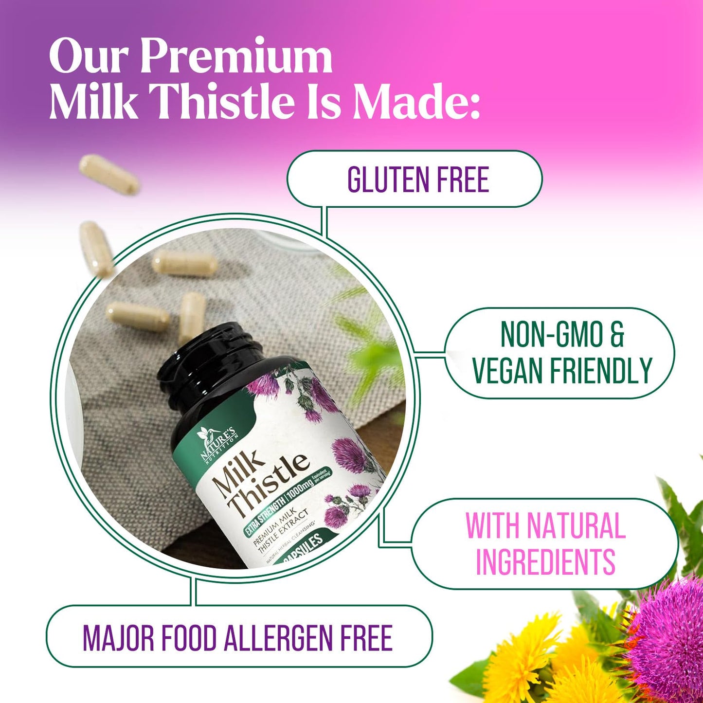 Milk Thistle Extract 1000mg - Liver Detox & Repair | 60 Capsules