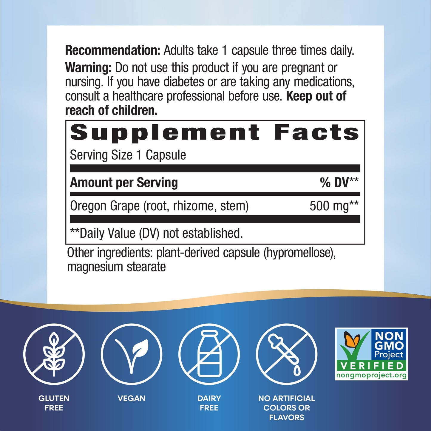 Nature's Way Oregon Grape - Traditional Digestive Support Supplement, 500 mg per Serving | 90 Vegan Capsules