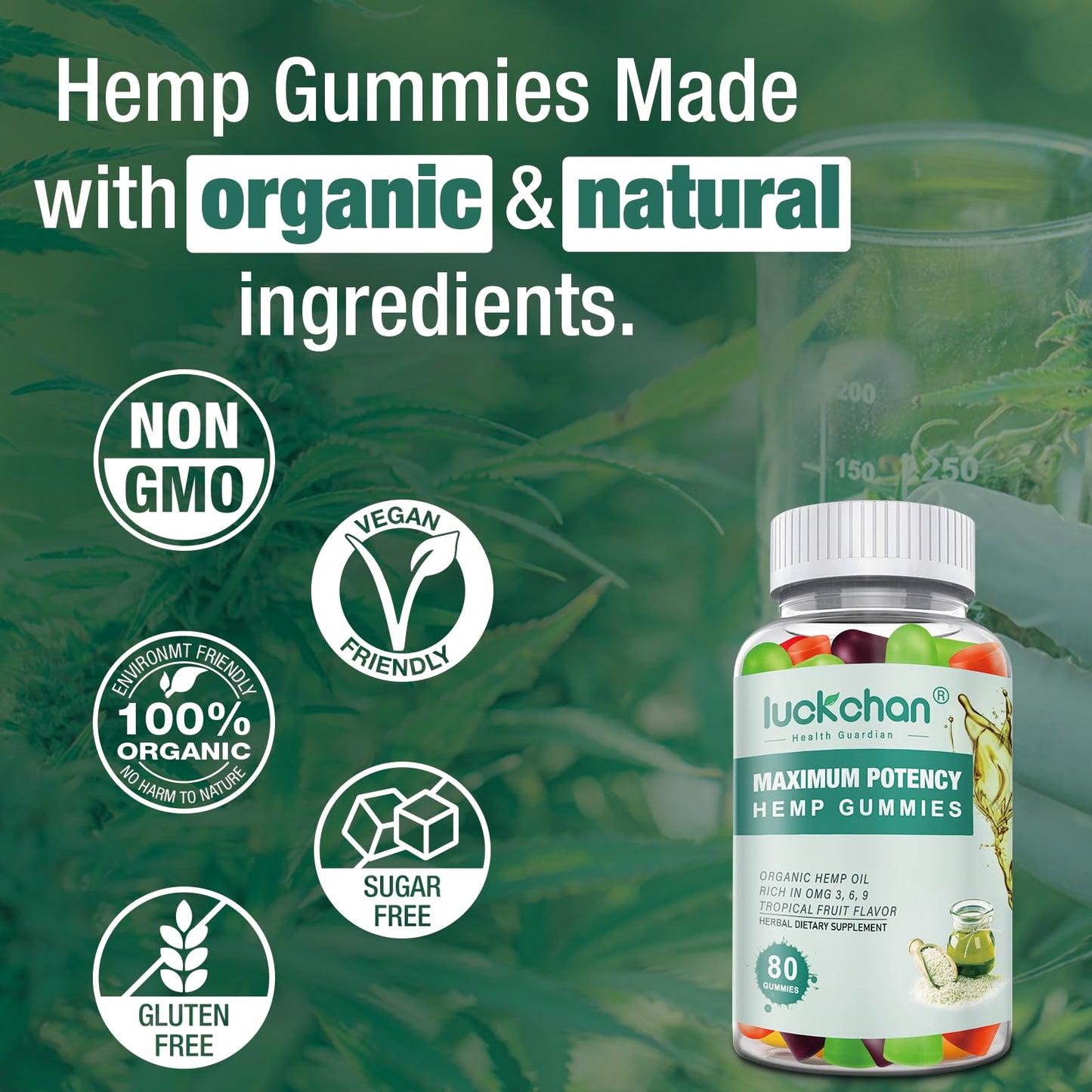 LUCKCHAN Hemp Gummies Advanced Extra Strength – 4-Pack for Sleep, Pain & Anxiety