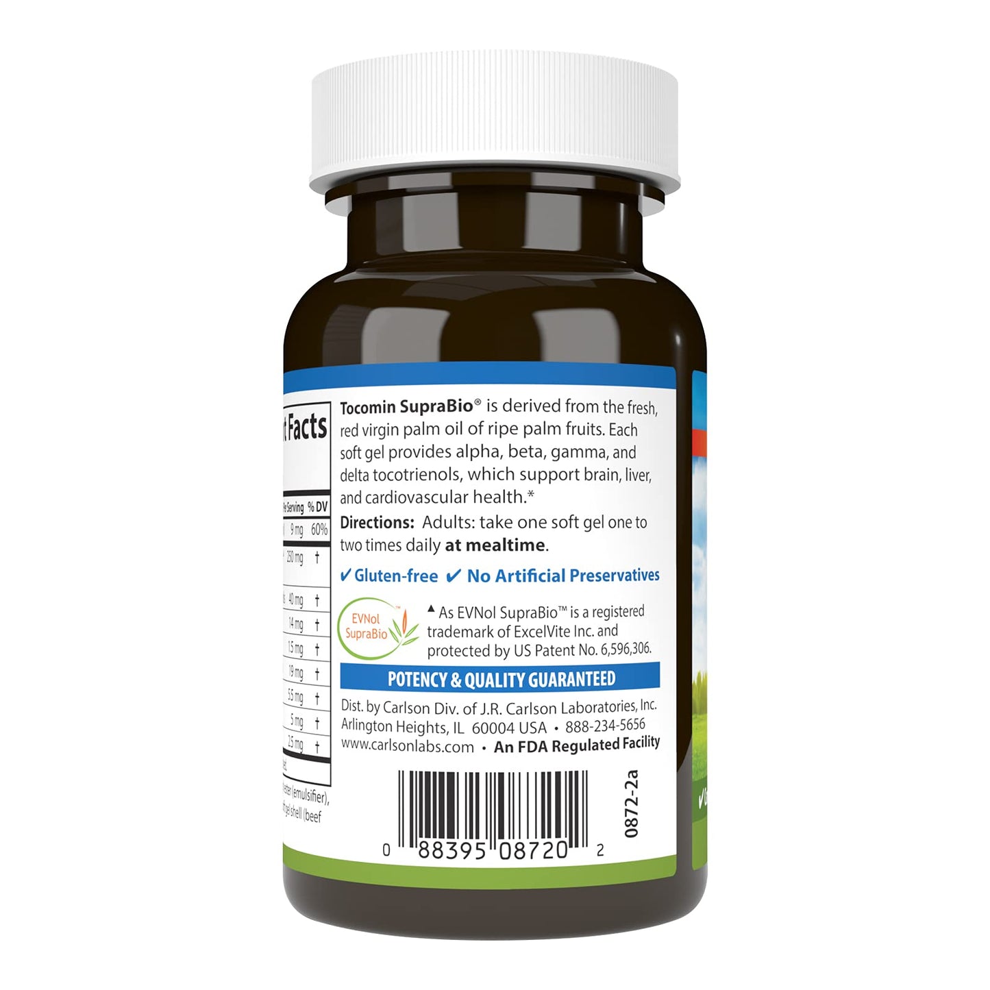 Carlson Tocomin SupraBio Full Spectrum Tocotrienol Complex - 120 Softgels | Non-GMO