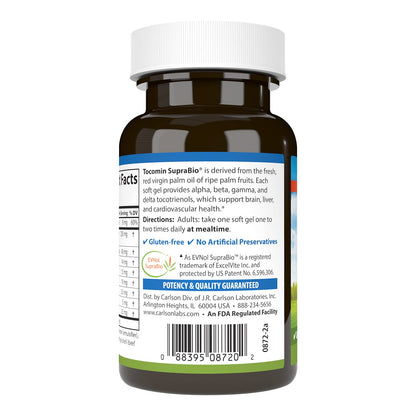 Carlson Tocomin SupraBio Full Spectrum Tocotrienol Complex - 120 Softgels | Non-GMO