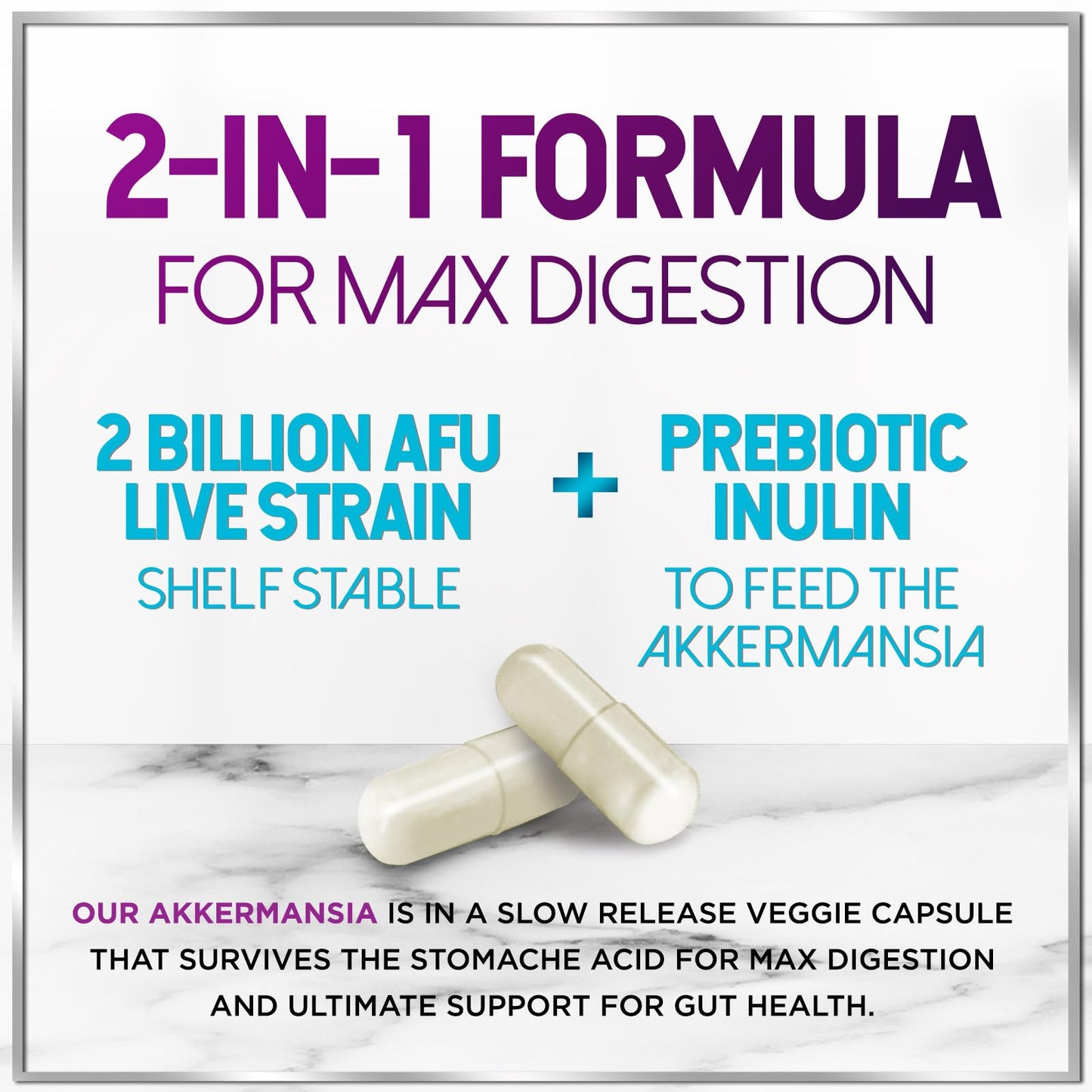 Akkermansia Probiotic 2B AFU – GLP-1 Support with Prebiotic Fiber – 60 Capsules | Made in USA