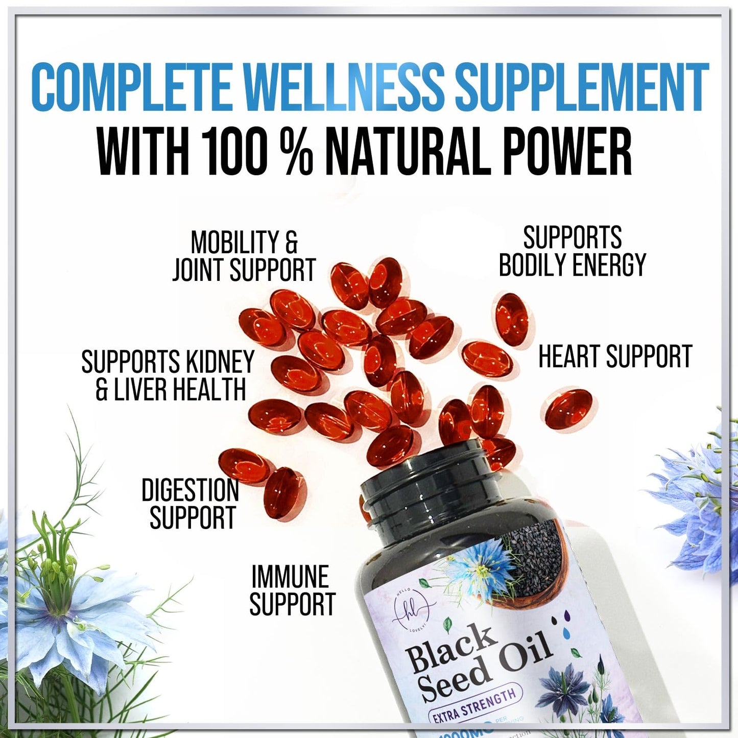 Black Seed Oil Softgels 1000mg – Premium Nigella Sativa Blackseed, Non-GMO, USA Bottled